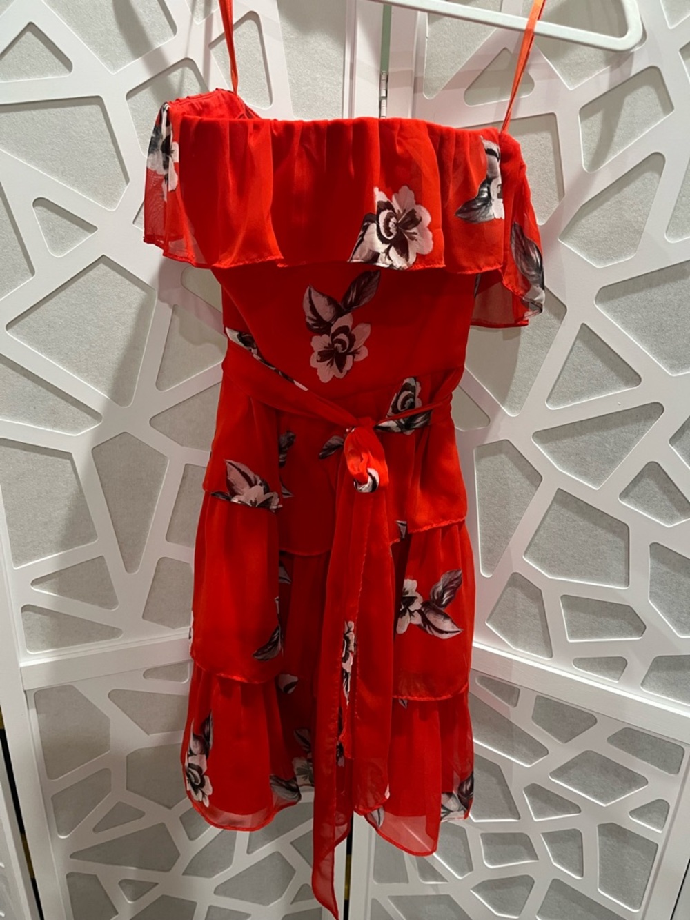 White House Black Market Red strapless Tiered Mini Dress